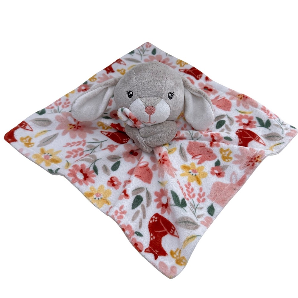Modern Moments by Gerber Bunny Lovey Security Blanket Floral Fox Pink Grey Plush